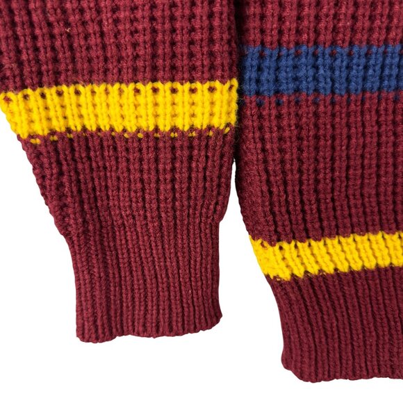 Vintage Westchester Classics Sweater XL Red Striped Heavy Cable Knit Crew Neck - Picture 3 of 8